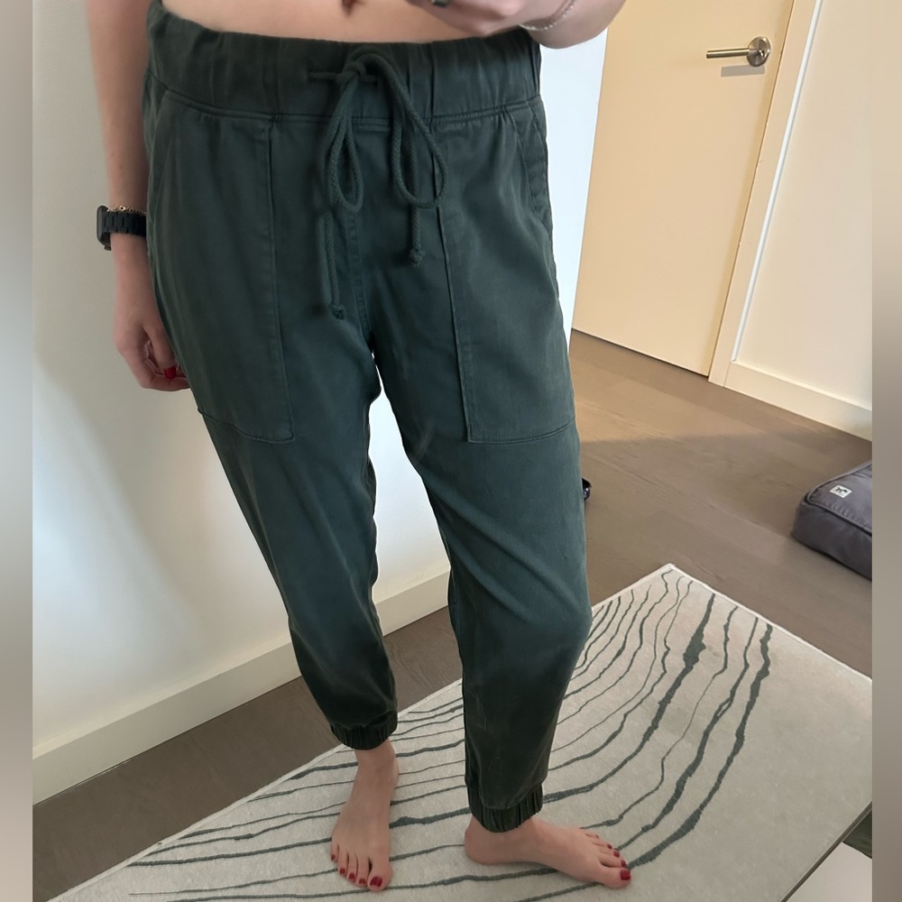 Army green soft tailored baggy pants
